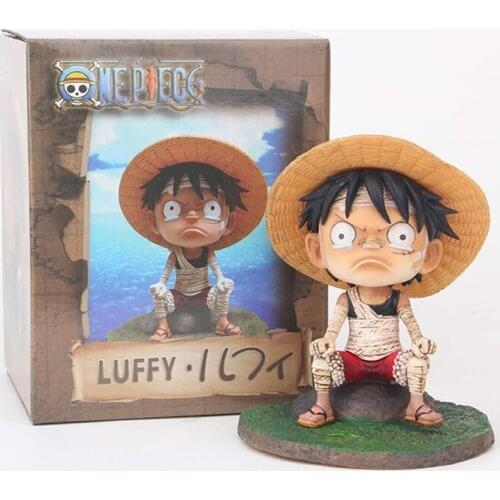 12CM One Piece Anime Figure Limited Statue Second Criminal Bandage Little Luffy Action Figure Childhood Crying Luffy Toys Figure