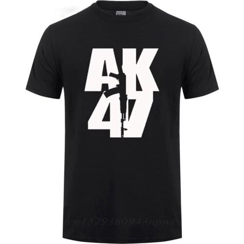 Man Brand Clothing Ak 47 Soviet Union Gun Russian Weapons Rifle Military Topics T-Shirt For Men Short Sleeve Cotton Cool T Shirt