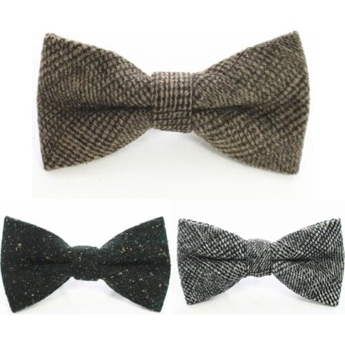 GUSLESON Wool Bow Ties For Men Cravats Fashion Adjustable Cashmere Bowtie for Wedding Party Groom Adult Solid Bowties
