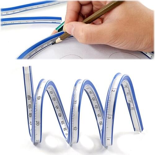 60cm/24in Flexible Curve Ruler Multifunctional Drawing Ruler Fashion Design Tools Woodworking Tailors Pattern Student Measuring