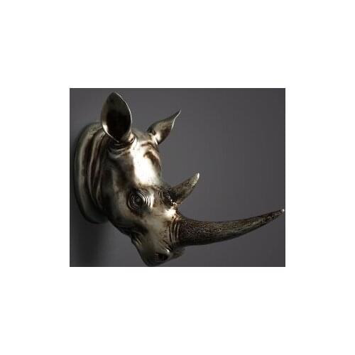 Horsehead animal head wall hanging rhinoceros, antelope, European retro creative home hanging resin deer head wall hanging decor