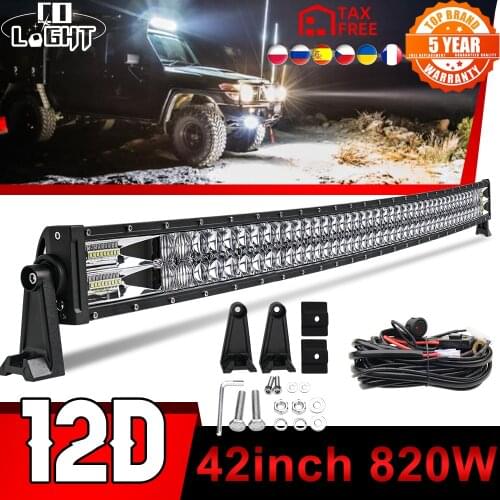 CO LIGHT 22 32 42 52"Inch Curved SUV LED Light Bar Offroad 12V 24V 2-Row Combo Beam LED Bar For Tractor Pickup SUV ATV Truck Car