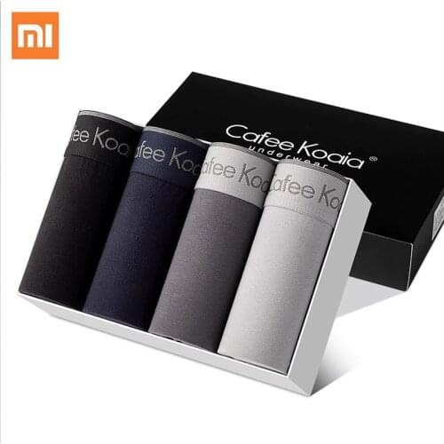 4pcs/lot Xiaomi Men Underwear Cotton Breathable Boxers Panties Comfortable Mens Underpants Sexy Solid Color Shorts Man Boxer Set