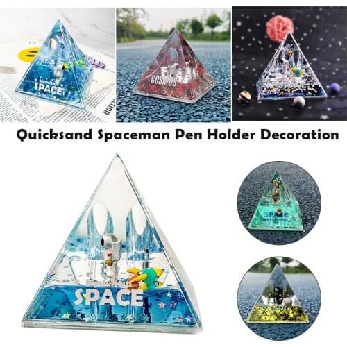 Liquid Quicksand Pyramid Pen Pencil Container Holder Mysterious Space Acrylic Resin Desk Decorative Organizer ALI88