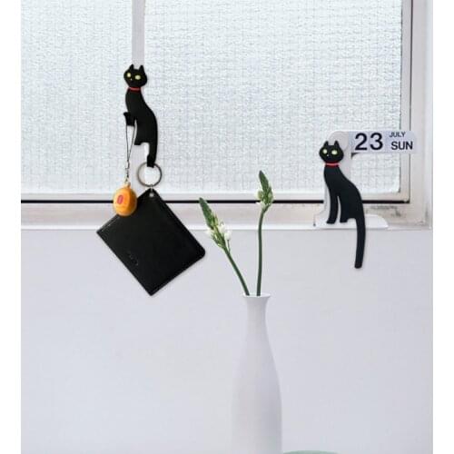 Creative Multifunction Cat Magnetic Wall Mount Keys Hook Refrigerator Sticker Fridge Magnet Hanging Hook Door Decor