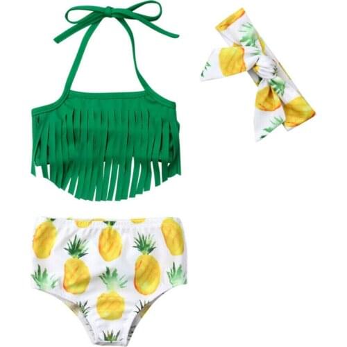 Newborn Baby Girl Tassel Top Shorts Swimwear Swimsuit Bathing Suit Beachwear Pineapple Tassel Swimwear Swimsuit Bikini