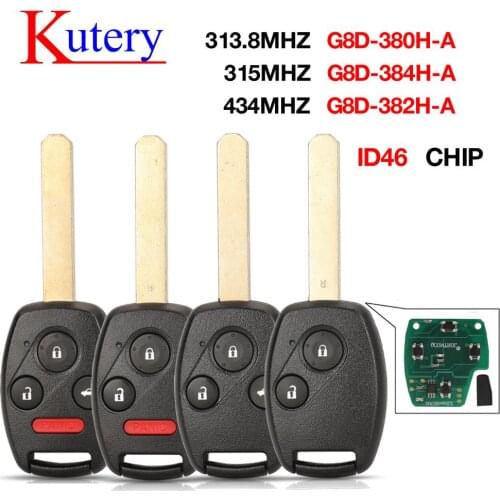 Kutery 315Mhz/433.92Mhz G8D-382H-A G8D-384H-A Remote Key for Honda for Accord Element CR-V HR-V City Odyssey Civic Car