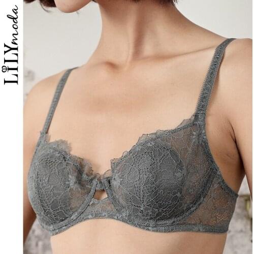 LILYMODA womens sexy floral lace Double-breasted underwear ladies hot yarn underwire bra sets