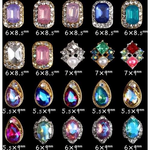 MAFANAILS 100PC alloy glitters nail gems drop strass nail art Symphony autocollant para unha arte round pearls jewelry nails