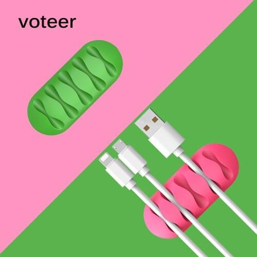 Voteer Multipurpose 5 slot phone Cable Winder Desktop Management Earphone clip Charger Organizer Wire Cord fixer Silicone Holder
