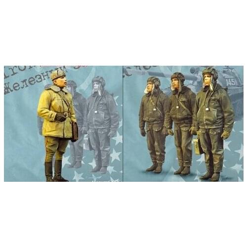 1/35 scale WW2 Soviet tanks review 4 people WWII Resin Model Kit figure Free Shipping