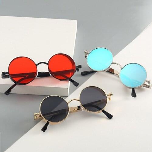 1pcs Fashion Round Driver Goggles Retro Sunglasses Brand Design Men Women Vintage Metal Punk Sun Glasses UV400 Shades Eyewear