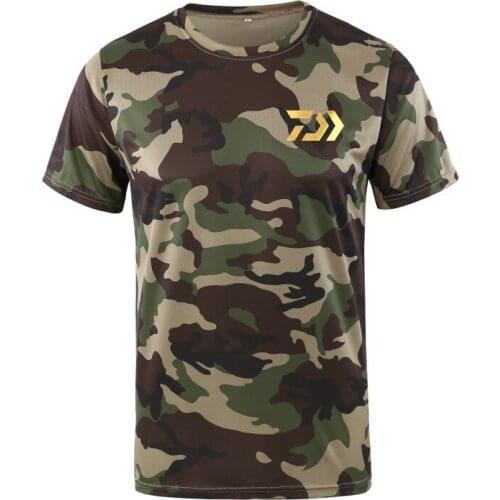 2022 Camouflage T Shirt Men Summer Quick Drying Short Sleeve Tee Tops Mens Outdoor Daiwa Fishing Clothes Combat Fitness T-Shirt