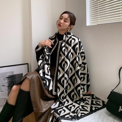 2021 Korean autumn and winter new imitation cashmere womens scarf fashion warm thickened moon printed imitation cashmere shawl