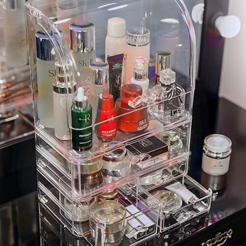 Transparent Plastic Makeup Organizer Drawer Box Jewelry Sundries Finishing Box Cosmetic Storage Lipstick Holders perfume display