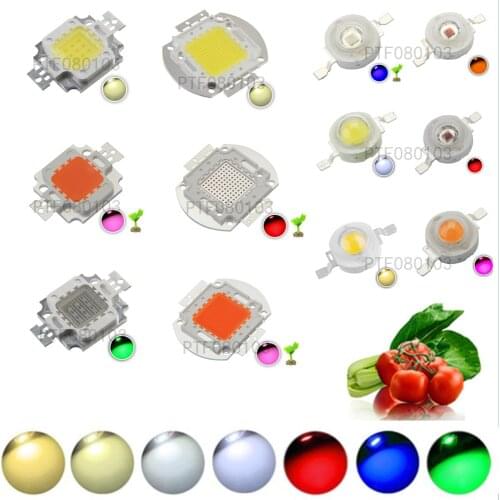 High Power LED Chip 1W 3W 5W 10W 20W 30W 50W 100W COB SMD LED Bead White RGB UV Grow Full Spectrum 1 3 5 10 20 30 50 100 W Watt