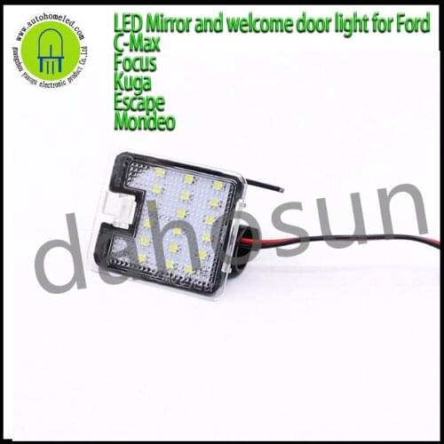 2Pcs Dahosun White LED Error Free Side Under Mirror Puddle Light for Ford Focus Escape 2015 Kuga C-Max Mondeo MK4