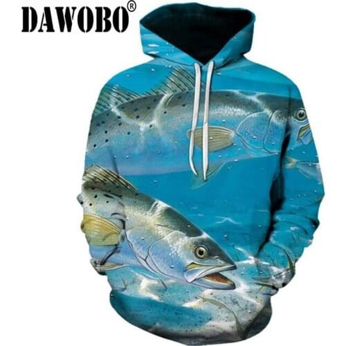 2020 New Style 3D fish pattern Fishing Hoodies Autumn Winter Outdoor sports mens womens Fishing clothing plus size 6XL - S