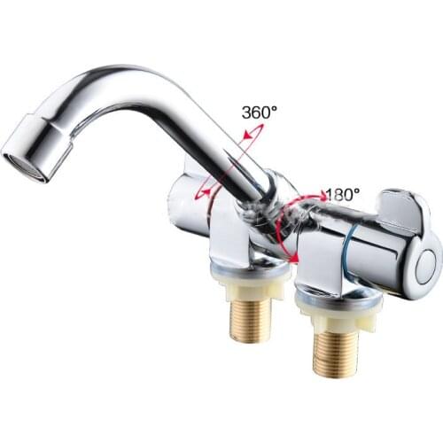 TOPWELLRV Folding RV Rotating Single Handle Deck Wall Mounted RV Kitchen Hot Cold Mixer Tap Water Faucet