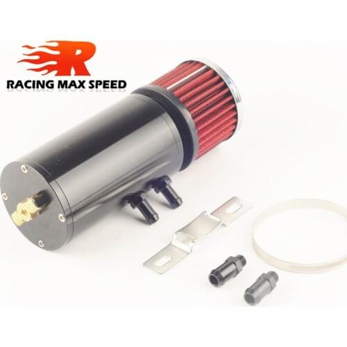 Universal 0.5L Brushed Baffled Oil Catch Tank Can with Breather Filter Aluminum 8AN Round Can Oil Catch Can