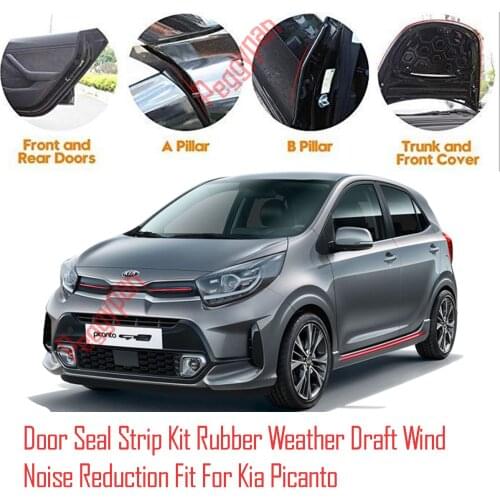 Door Seal Strip Kit Self Adhesive Window Engine Cover Soundproof Rubber Weather Draft Wind Noise Reduction Fit For Kia Picanto