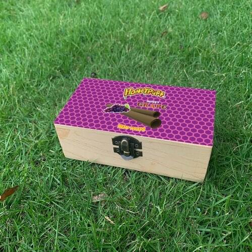 HONEYPUFF Friut Flavor Style Wood Stash Box With Rolling Tray Natural Wood Tobacco and Herbal Storage Box For Pipe Accessories
