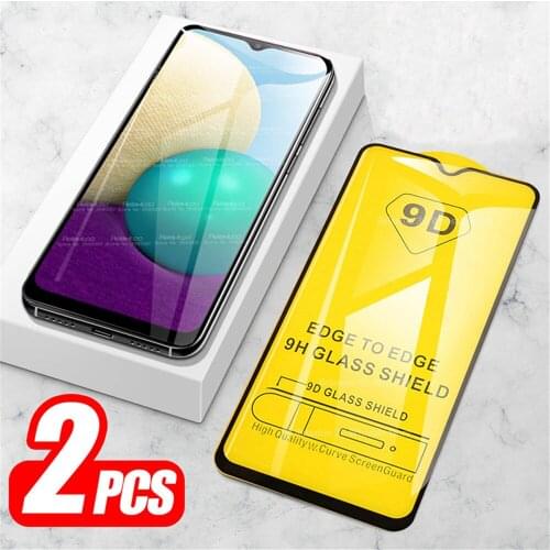 For Samsung A02 Glass 2pcs 9D Full Glue Tempered Glass For Samsung Galaxy A02 A 02 SM-A022F Safety Cover Phone Protective Film