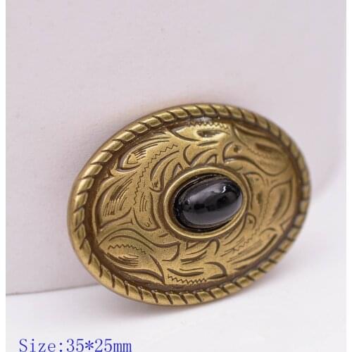 10X 35X25MM Western Antique Brass Black Turquoise Engraved Saddle Tack Belt Prairie Dust Oval Conchos