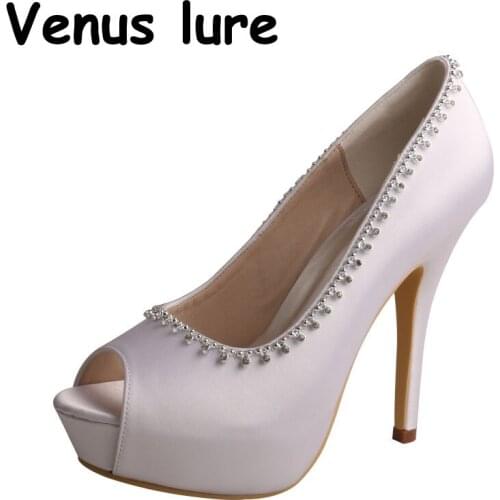 23 Colors Formal Rhinestone Shoes Women Wedding Peep Toe Platform Pumps