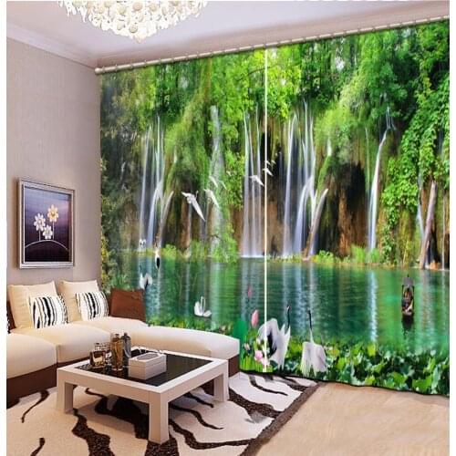 3D Curtain Fashion Customized Classic Home Decor 3D Curtain Forest Lake Bed Room Living Room Office Hotel Cortinas