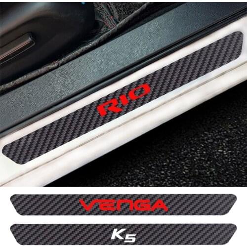 4PCS Car Door Sill Anti kick Stickers Carbon Fiber Auto Door Sticker For KIA Carens SELTOS Stinger NIRO Carnival Carnival K5 GT