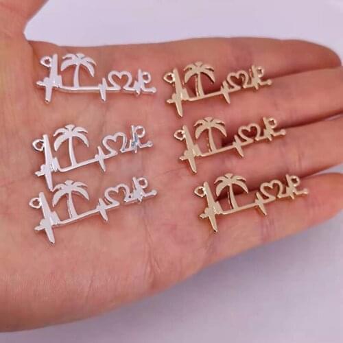 50 pcs Electrocardiogram tree heart pendant charm for women man Accessories