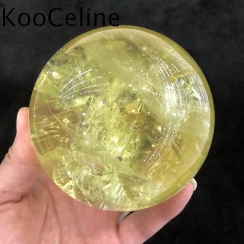 AAAA Natural Crystal Quartz Rainbow Citrine Sphere Ball Energy Reiki Stone Home Office Aquarium Decoration Accessories Gemstone