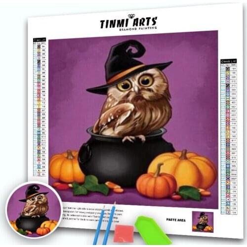 5D Diamond Painting Soft Feeling Canvas Owl Animal Full Round Drill Halloween DIY Mosaic Cross Stitch Handmade Embroidery Kits