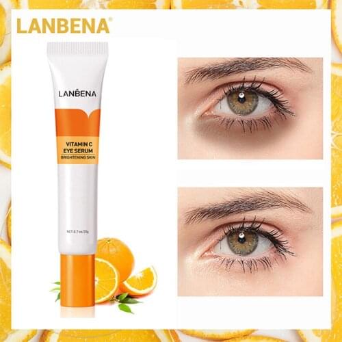 LANBENA Vitamin C Eye Essence Remove Dark Circles Whitening Eye Serum Anti-Aging Anti Puffiness Remove Wrinkles Eye Bag Eye Care