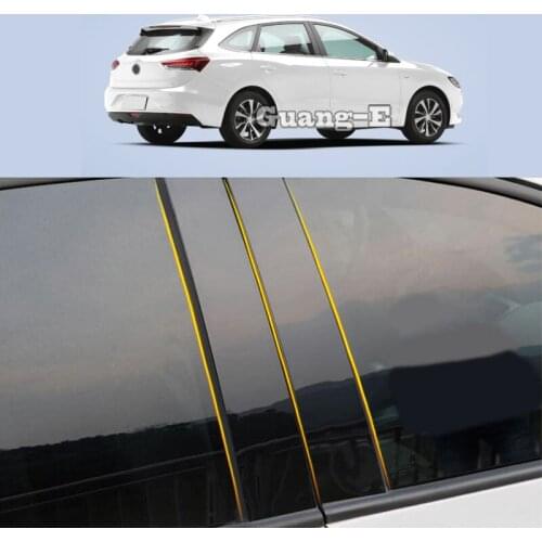 Car PC Material Pillar Post Cover Door Trim Window Piano Black Molding Sticker Plate 6pcs For Buick Excelle GX 2018-2021