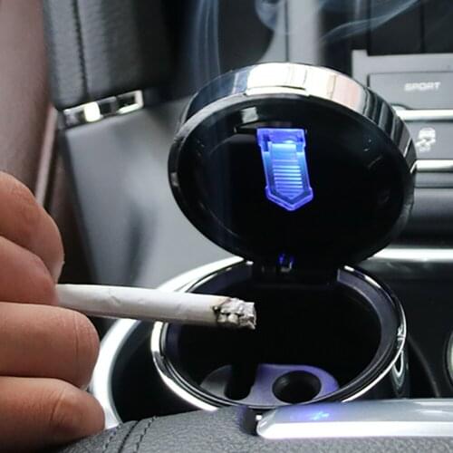 Car Ashtray LED Ashtray For Car Diamond Black Full Silver Plating Car Ashtray With LED Light Car Interior Accessories