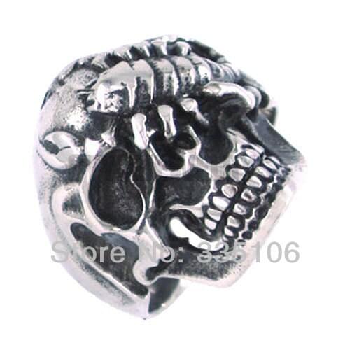 Free Shipping! Scorpion Skull Ring Stainless Steel Jewelry Gothic Motor Biker Men Ring SWR0119