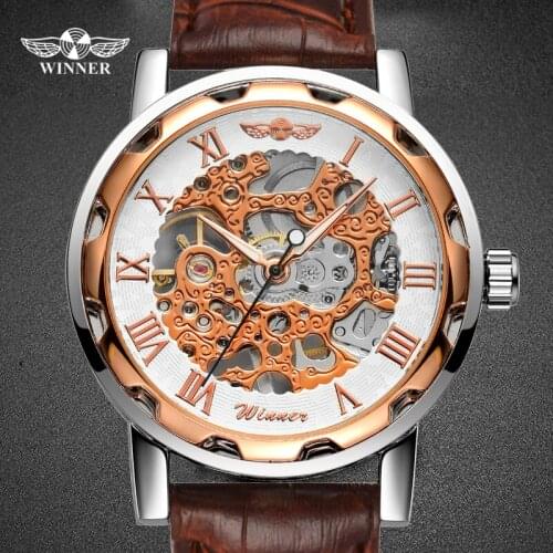 FORSINING 2020 Newest Leather Strap Top Brand Brown Male Wristwatch Mechanical Male Watches relogio masculino Top Fashion