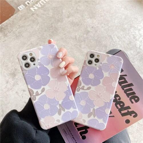 Retro flower art sweet girls kawaii Japanese Phone Case For iPhone 12 11 Pro Max Xr Xs Max 7 8 Plus X 7Plus case Cute Soft cover