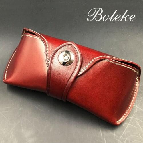 Genuine Leather Eye Glasses Case Vintage Handmade Hard Eyewear Accessories Sunglasses Cases Luxury Spectacles Box Bag Men Women