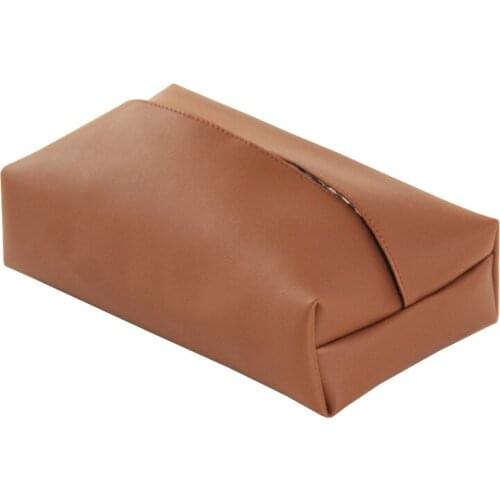 Nordic Style Simple PU leather Car Tissue Cover Portable Paper Holders Bedroom Living Room Drawer Storage Box Napkin Cover