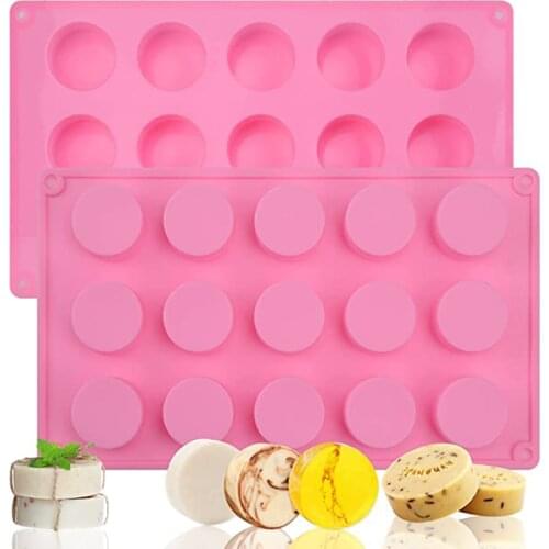 15 Cavity Silicone Mold Round Circle Shape Fondant Cake Baking Tools Chocolate CookieJelly Pudding Mould Handmade Soap Molds