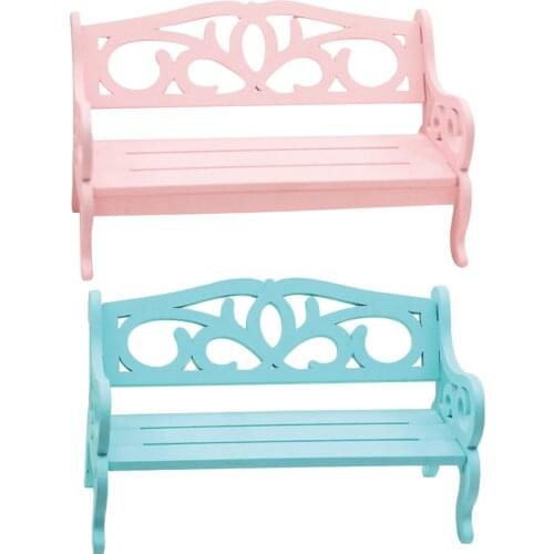 Mini Wooden Pretend Play Park Wooden Bench Dolls House Miniature Garden Dollhouse Furniture Girls Pretend Play Kids Toy