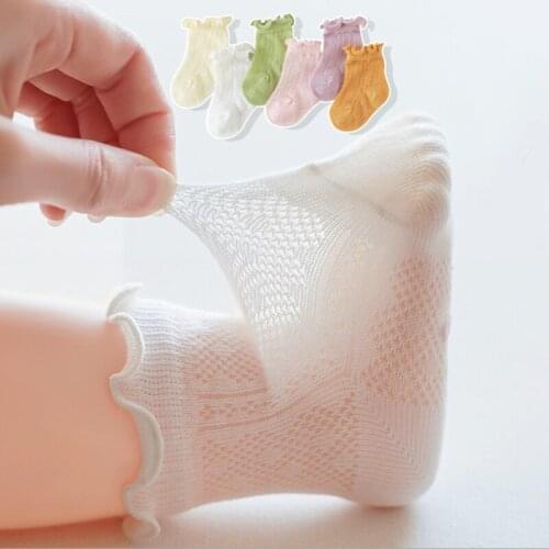 Baby Spring Summer New Lace Socks Baby Mesh Thin Breathable Socks Loose Mouth Cute Newborn Socks Toddler Princess Girls Walkers