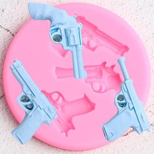 Baby Toy Gun Silicone Mold Candy Chocolate Fondant Molds DIY Baby Birthday Cake Decorating Tools Cupcake Baking Mould