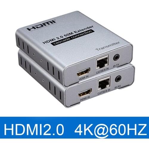HDMI 2.0 4K @ 60HZ 60M HDMI Extender 4K@30HZ 1080P 120M By Ethernet RJ45 CAT5e/6 Cable Local Loop-out With IR Remote
