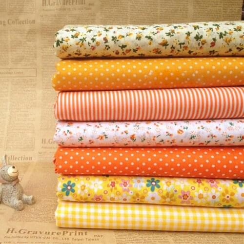 DIY Craft 7Pcs/Set Quilting Fabric Floral Cotton Plain Cloth for Skirts Clothes Sewing Handmade Accessory Products