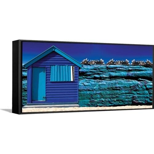 Unframed Mediterranean style Home Decoration HD Printed Canvas Painting Blue House Clear Scenery wall picture FA384