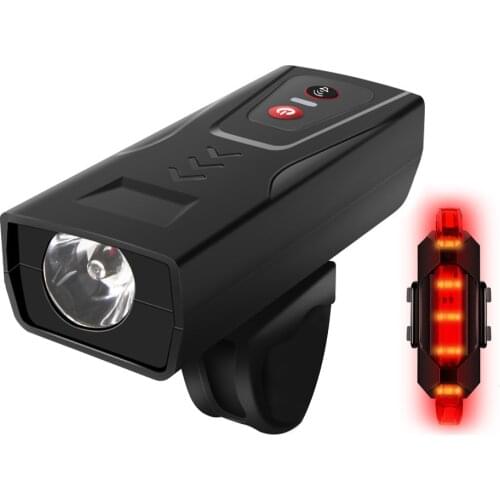 Mountain Bike Light Set 3 Modes XPE LED Headlight Front Flashlight with 120dB Horn + Taillight Rear Warning Lamp